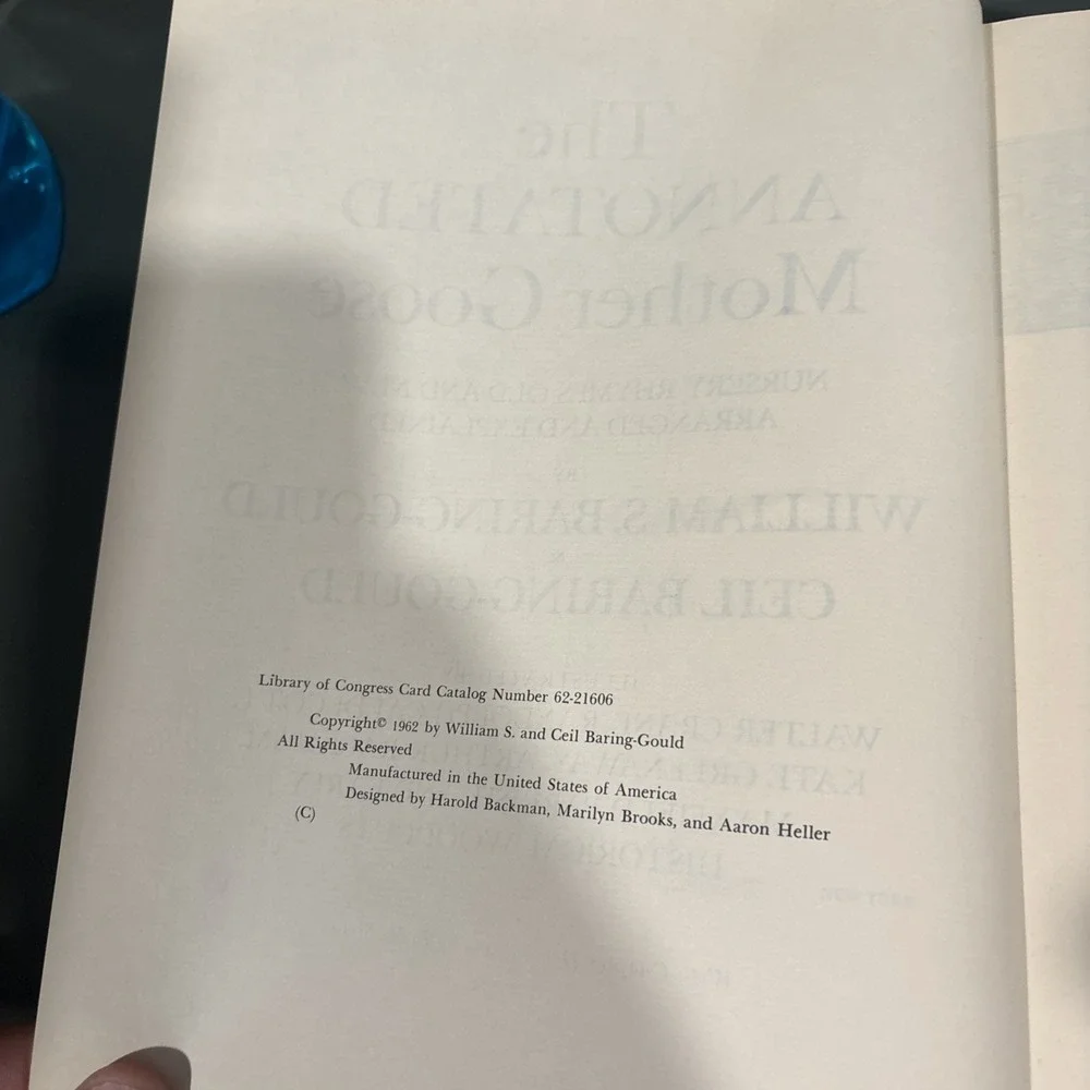 Vintage 1962 The Annotated Mother Goose Hardcover First Edition Baring-Gould